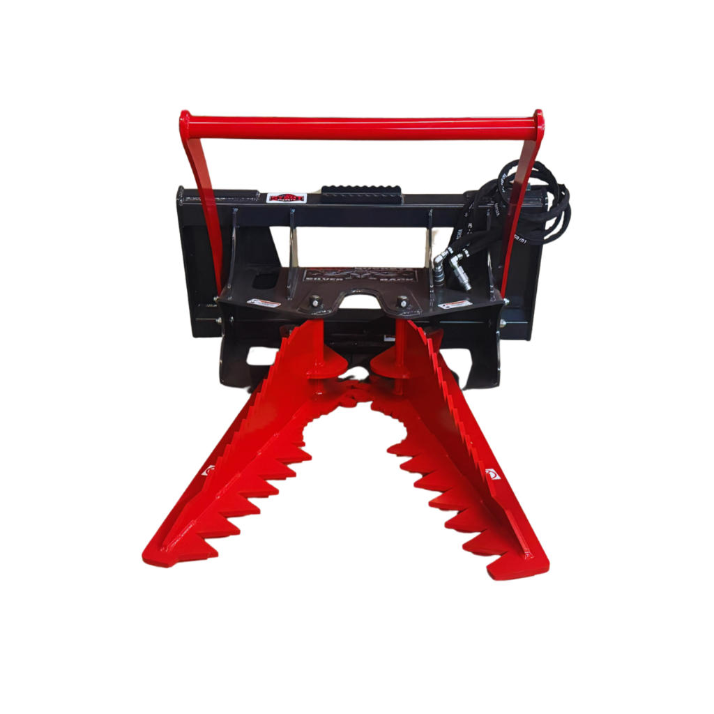 Stout Silverback Tree and Post Puller with skid steer quick attach